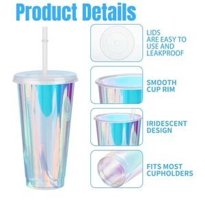 NEW 6 pack - Iridescent Tumbler with Lids and straws